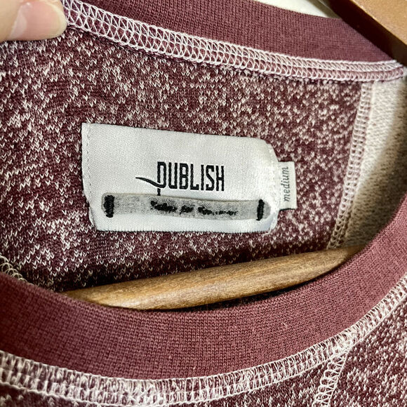 Publish Brand Size Medium Sweatshirt - Maroon Long Sleeve Today for Tomorrow - Picture 4 of 8